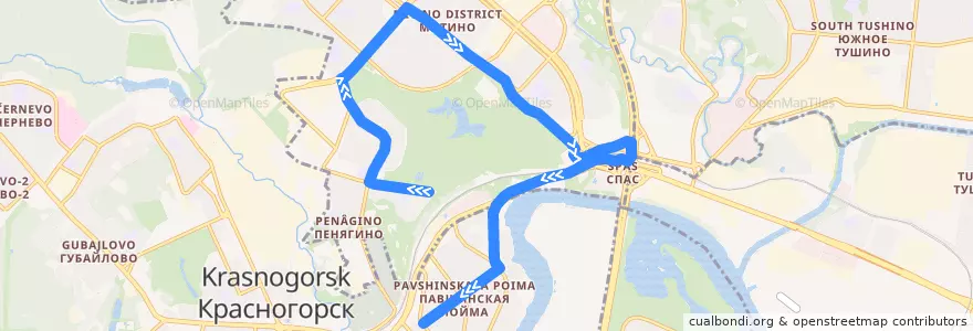 Mapa del recorrido Автобус № 1095: улица Рословка - Павшинская Пойма de la línea  en Северо-Западный административный округ.