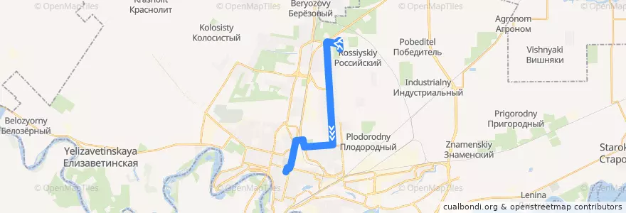 Mapa del recorrido Автобус №96: Городская психиатрическая больница => Центральный колхозный рынок de la línea  en городской округ Краснодар.