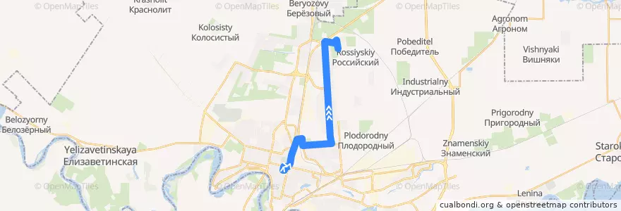 Mapa del recorrido Автобус №96: Центральный колхозный рынок => Городская психиатрическая больница de la línea  en городской округ Краснодар.