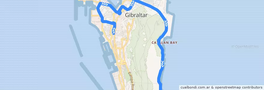 Mapa del recorrido Bus 8: Reclamation Road → Market Place → Both Worlds de la línea  en Gibilterra.