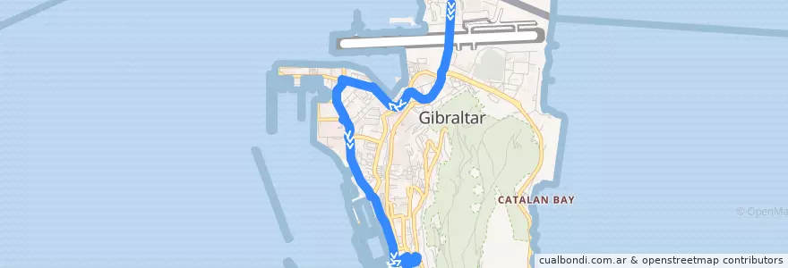 Mapa del recorrido Bus 10: Frontier → Boyd Street de la línea  en Gibilterra.