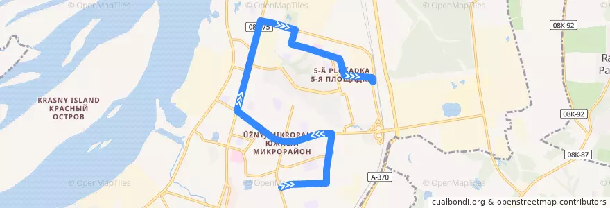 Mapa del recorrido Автобус 30: Индустриальный посёлок - Картонно-рубероидный завод de la línea  en городской округ Хабаровск.
