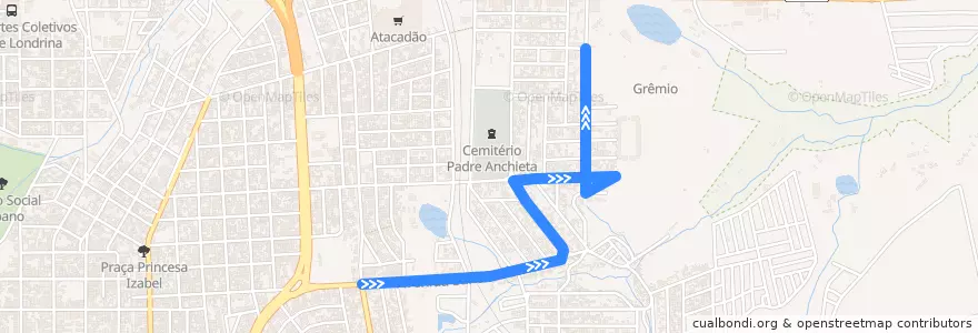 Mapa del recorrido Ideal de la línea  en Londrina.