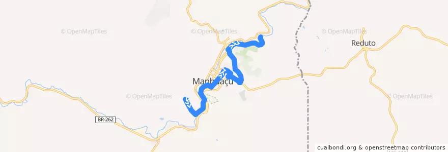 Mapa del recorrido 108 - SUS/Engenho da Serra via Zebu de la línea  en Manhuaçu.