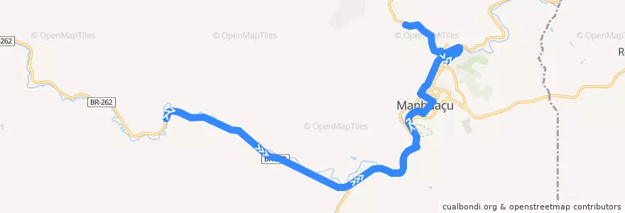 Mapa del recorrido 109 - Ponte do Evaristo/Matinha de la línea  en Manhuaçu.