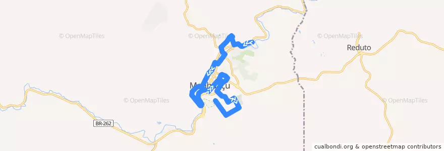 Mapa del recorrido 107 - Bom Pastor/São Francisco de Assis de la línea  en Manhuaçu.