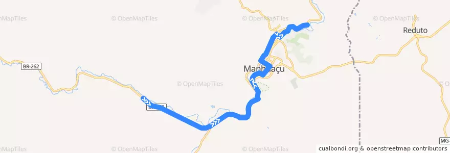 Mapa del recorrido 103 - UBA-Vila Boa Esperança/Bom Pastor de la línea  en Manhuaçu.