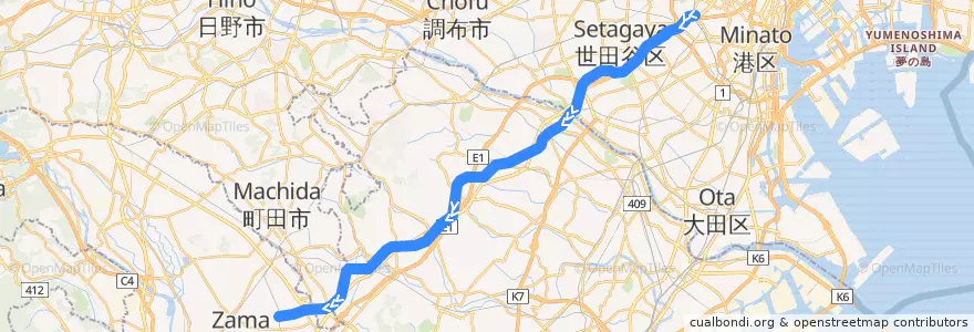Mapa del recorrido 東急田園都市線 de la línea  en ژاپن.