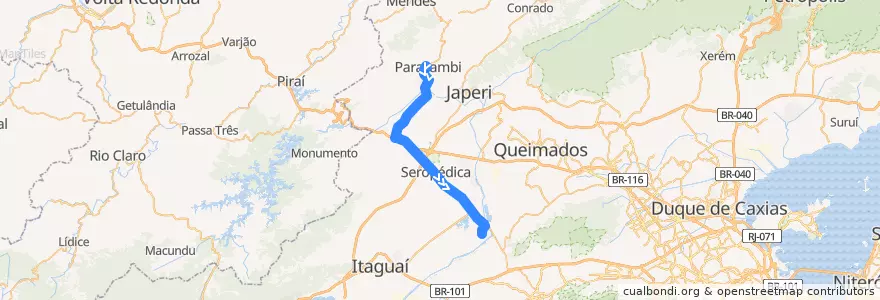 Mapa del recorrido Ônibus 437P - Paracambi → Campo Lindo de la línea  en Seropédica.