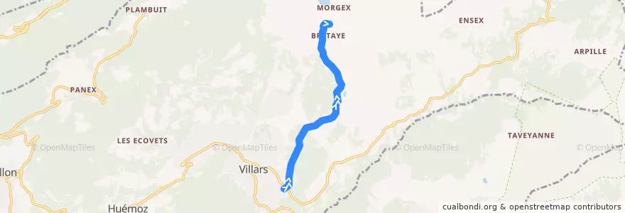 Mapa del recorrido Villars - Bretaye de la línea  en Ollon.