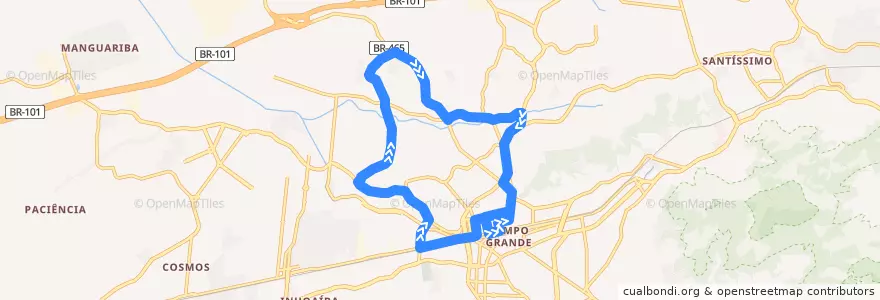 Mapa del recorrido Ônibus 822 - Campo Grande → Corcundinha de la línea  en Rio de Janeiro.