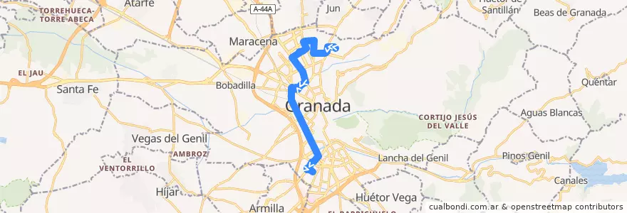 Mapa del recorrido Bus 5: Parque Nueva Granada → Beethoveen de la línea  en 그라나다.