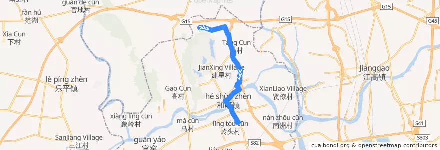 Mapa del recorrido 里03路(和顺车站-赤岗村) de la línea  en 南海区.