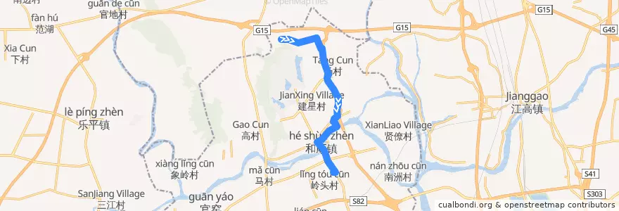 Mapa del recorrido 里03路(赤岗村-和顺车站) de la línea  en Nanhai District.