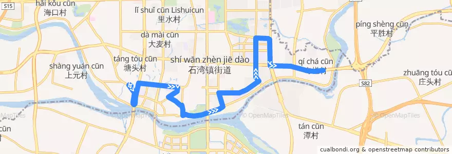 Mapa del recorrido 185A路(佛山家博城-奇槎公交枢纽站) de la línea  en 仏山市.