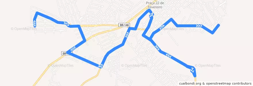Mapa del recorrido 02 - Jardim Europa/Jardim Itália de la línea  en Andradas.