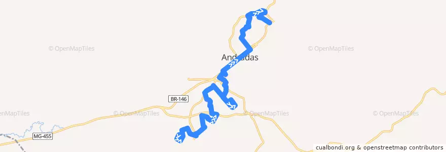 Mapa del recorrido 01 - David de Paula/Alto da Serra de la línea  en Andradas.
