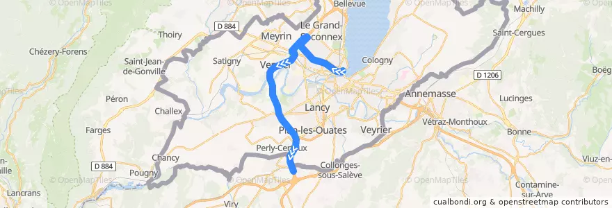 Mapa del recorrido Flixbus 1725: Genf, Internationaler Busbahnhof => Turin, Vittorio Emanuele de la línea  en 日內瓦.