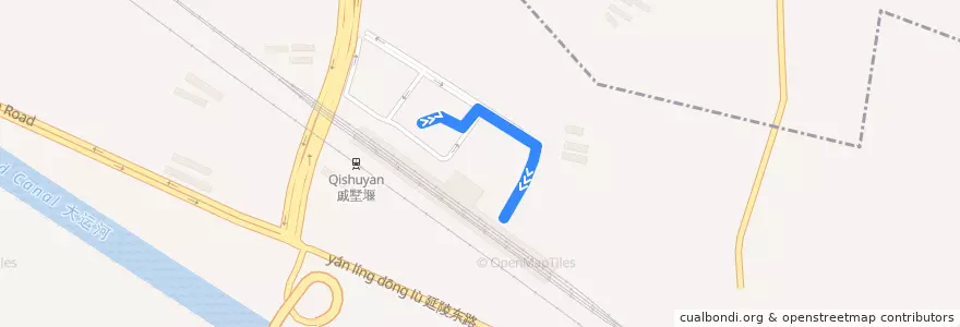 Mapa del recorrido 502 戚墅堰火车站-大学新村 de la línea  en 武进区 (Wujin).