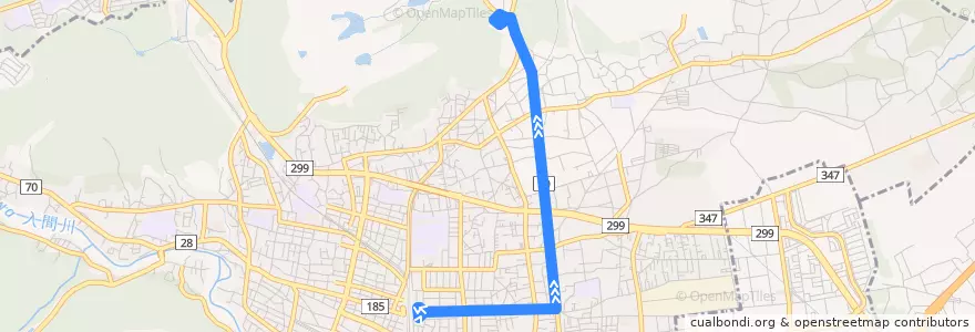 Mapa del recorrido メッツァ de la línea  en 飯能市.