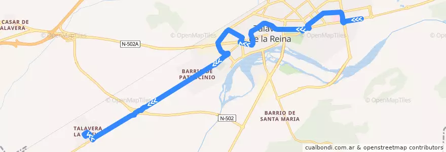 Mapa del recorrido Línea 4: Talavera La Nueva → C.C. Los Alfares (Laborables) de la línea  en Talavera.