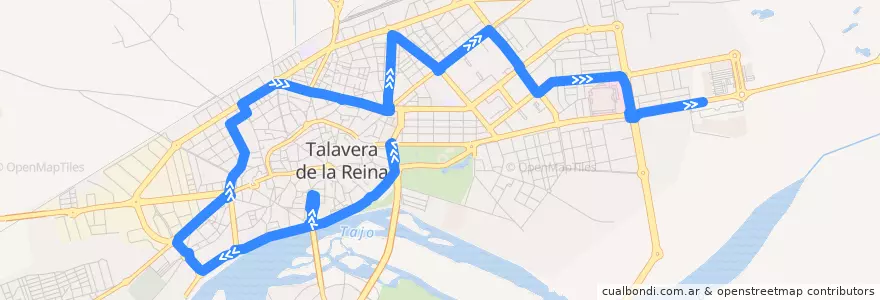 Mapa del recorrido Línea 3: Verjas del Prado → C.C. Los Alfares (Laborables) de la línea  en Talavera.