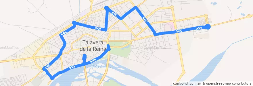 Mapa del recorrido Línea 3: C.C. Los Alfares → Verjas del Prado (Laborables) de la línea  en Talavera.