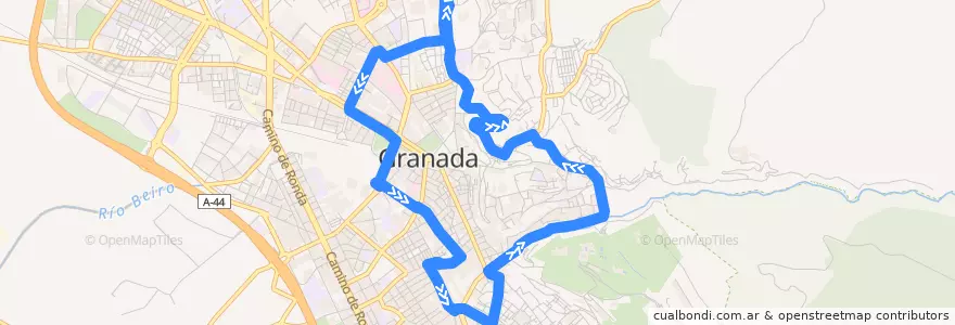 Mapa del recorrido Granada City Tour - Ruta Nocturna de la línea  en Grenade.