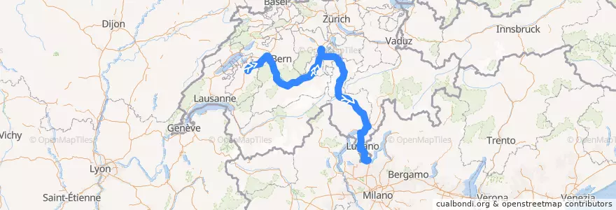 Mapa del recorrido Flixbus 417: Fribourg, BCF Arena => Udine, Autostazione de la línea  en Switzerland.