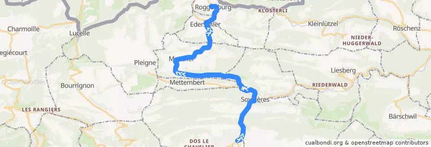 Mapa del recorrido Bus 14: Delémont - Roggenburg de la línea  en District de Delémont.