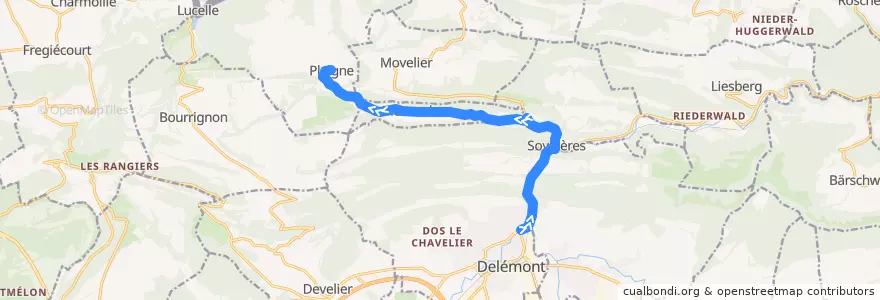 Mapa del recorrido Bus 13: Delémont - Pleigne de la línea  en Bezirk Delsberg.