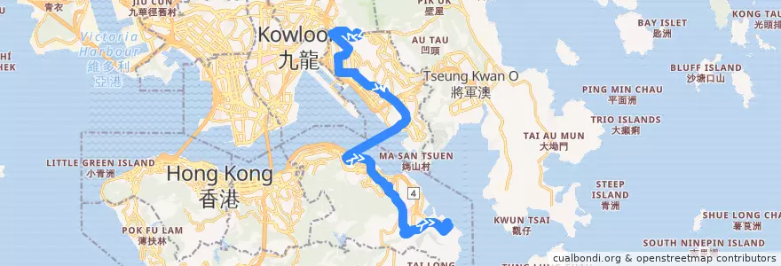 Mapa del recorrido Bus 606X (Siu Sai Wan (Island Resort) → Kowloon Bay (Enterprise Square) de la línea  en Новые Территории.