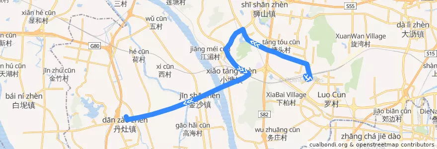 Mapa del recorrido 241路(佛山西站-丹灶汽车客运站) de la línea  en 南海区.