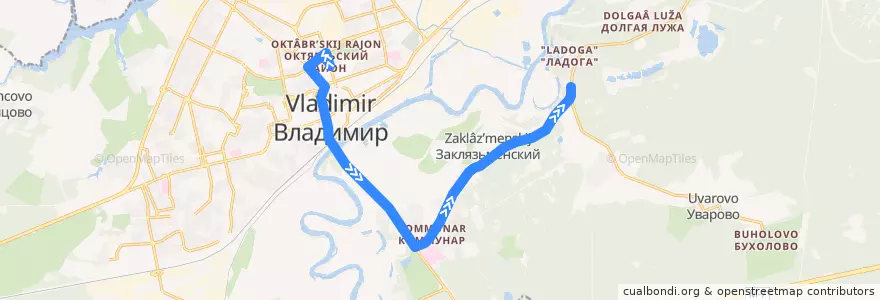 Mapa del recorrido Автобус №56: Центральный рынок => ЖК Ладога de la línea  en городской округ Владимир.