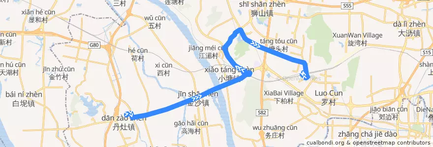 Mapa del recorrido 241路(丹灶汽车客运站-佛山西站) de la línea  en 南海区.