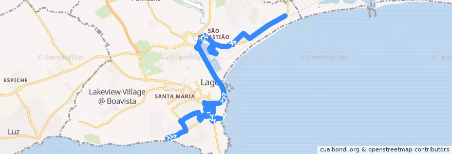 Mapa del recorrido Onda Azul - Praia Porto de Mós > Forte da Meia Praia de la línea  en São Gonçalo de Lagos.