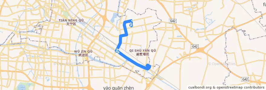 Mapa del recorrido 77 潞城公交中心站-戚墅堰火车站 de la línea  en 武进区 (Wujin).