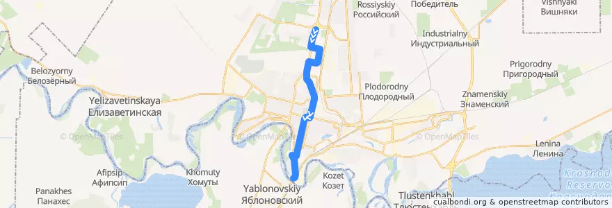 Mapa del recorrido Автобус №5: Военный городок им. маршала Г.К. Жукова => Автовокзал "Южный" de la línea  en городской округ Краснодар.