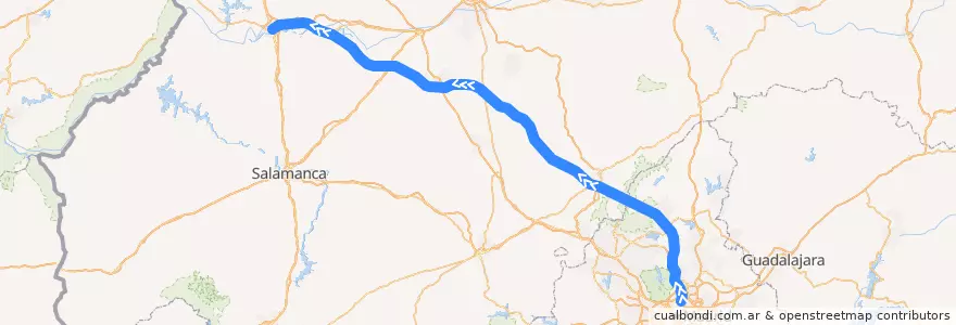 Mapa del recorrido AV City Madrid-Zamora de la línea  en 西班牙.