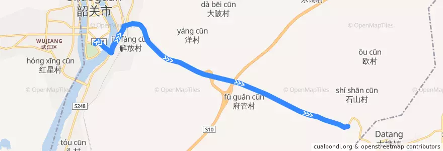 Mapa del recorrido 7路(中山公园-市高级技校) de la línea  en Zhenjiang District.