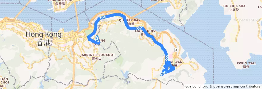 Mapa del recorrido 新巴81線 NWFB 81 (勵德邨 Lai Tak Tsuen → 興華邨 Hing Wah Estate) de la línea  en 東區 Eastern District.