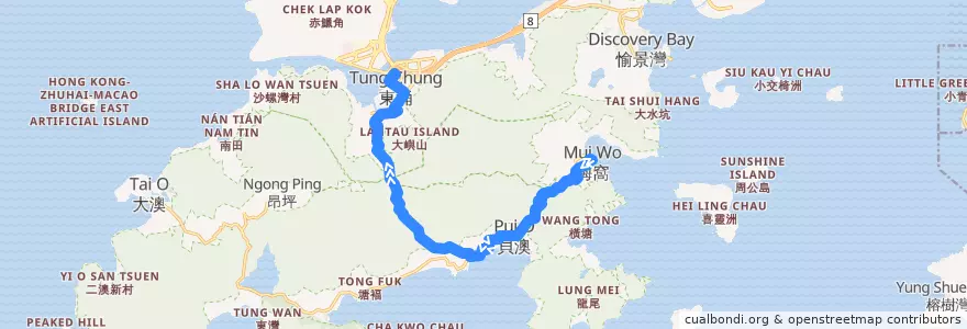 Mapa del recorrido 3M de la línea  en 離島區 Islands District.