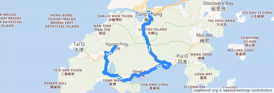 Mapa del recorrido 23 de la línea  en 離島區 Islands District.