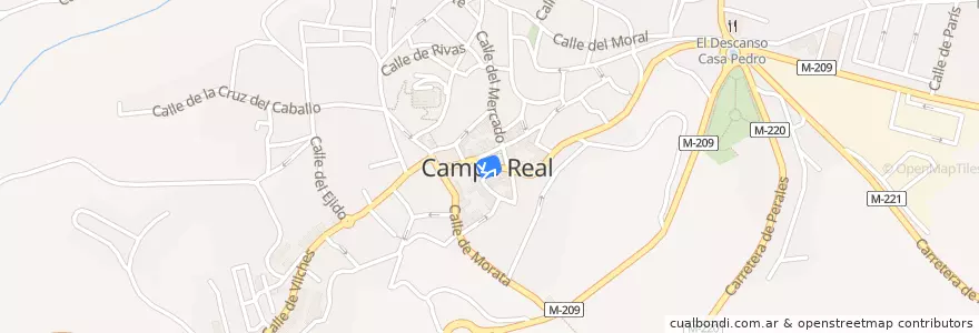 Mapa del recorrido Bus 321: Arganda (Hospital) → Villar del Olmo de la línea  en Campo Real.