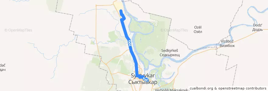 Mapa del recorrido Автобус №12: СЛПК - Автостанция de la línea  en городской округ Сыктывкар.