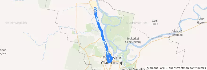 Mapa del recorrido Автобус №18: пл. им. Габова - СЛПК de la línea  en городской округ Сыктывкар.