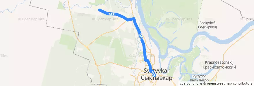 Mapa del recorrido Автобус №24: Росгосстрах - Верхний Чов de la línea  en городской округ Сыктывкар.