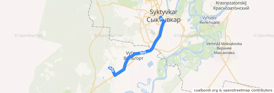 Mapa del recorrido Автобус №101: Плавательный бассейн - Птицефабрика de la línea  en Республика Коми.