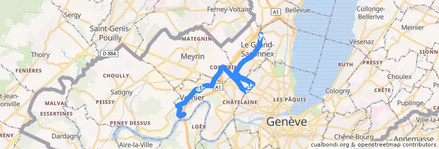 Mapa del recorrido Bus 53: Machéry → Vernier-Parfumerie de la línea  en Genf.