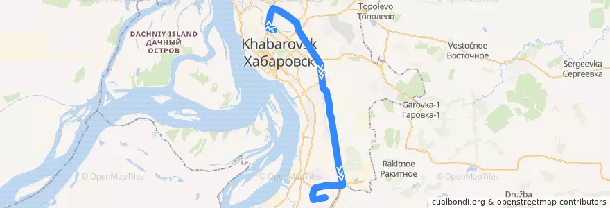 Mapa del recorrido Автобус 24: Железнодорожный вокзал - Автопарк de la línea  en ハバロフスク地区.